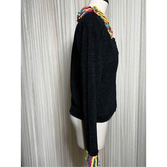 Vintage BEREK by Takako Sakon Chenille Long Sleeve Cardigan Rainbow Sweater Medi - Picture 3 of 5